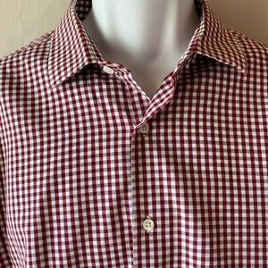 Dockers Mens' Large 16-16.5 (32/33) Red and Black Plaid Shirt